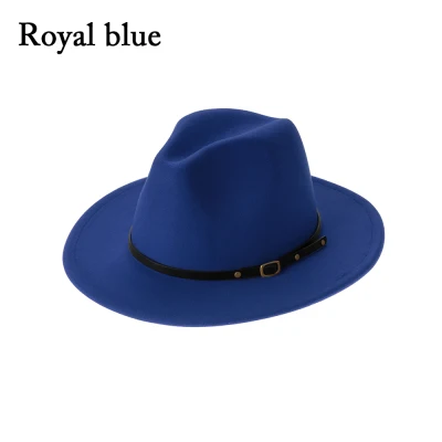 DOYOURS Vintage with Belt Buckle Wide Brim Autumn Winter Panama Jazz Hat Felt Fedora Hats Outback Hat Cowboy Hat (13)
