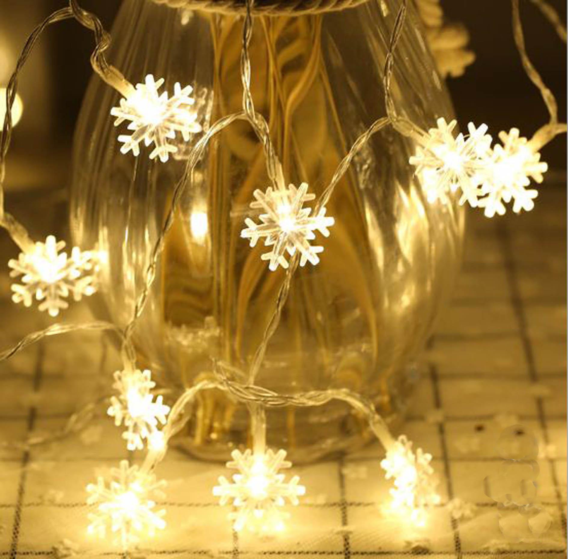 Bộ dây đèn led nhấp nháy hình bông tuyết trang trí noen dài 5 mét