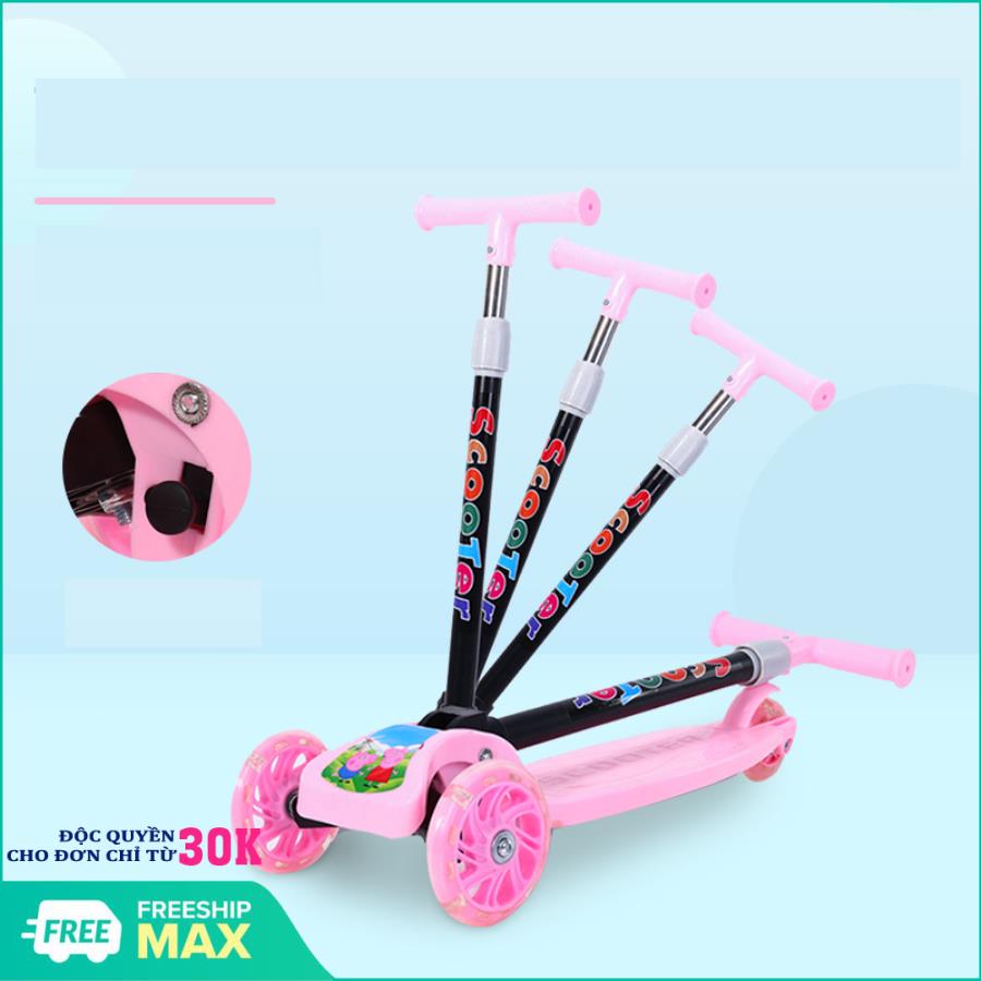 [2 MÀU PHÙ HỢP BÉ TRAI-GÁI] Xe trượt Scooter cho bé từ 3 - 8 tuổi, xe trượt scooter 3 bánh có đèn led - Tải Trọng Lên Đến 100kg - Xe Trượt 3 Bánh - Đồ chơi thể thao vận động ngoài trời cho bé , xe trượt có đèn led , xe scooter