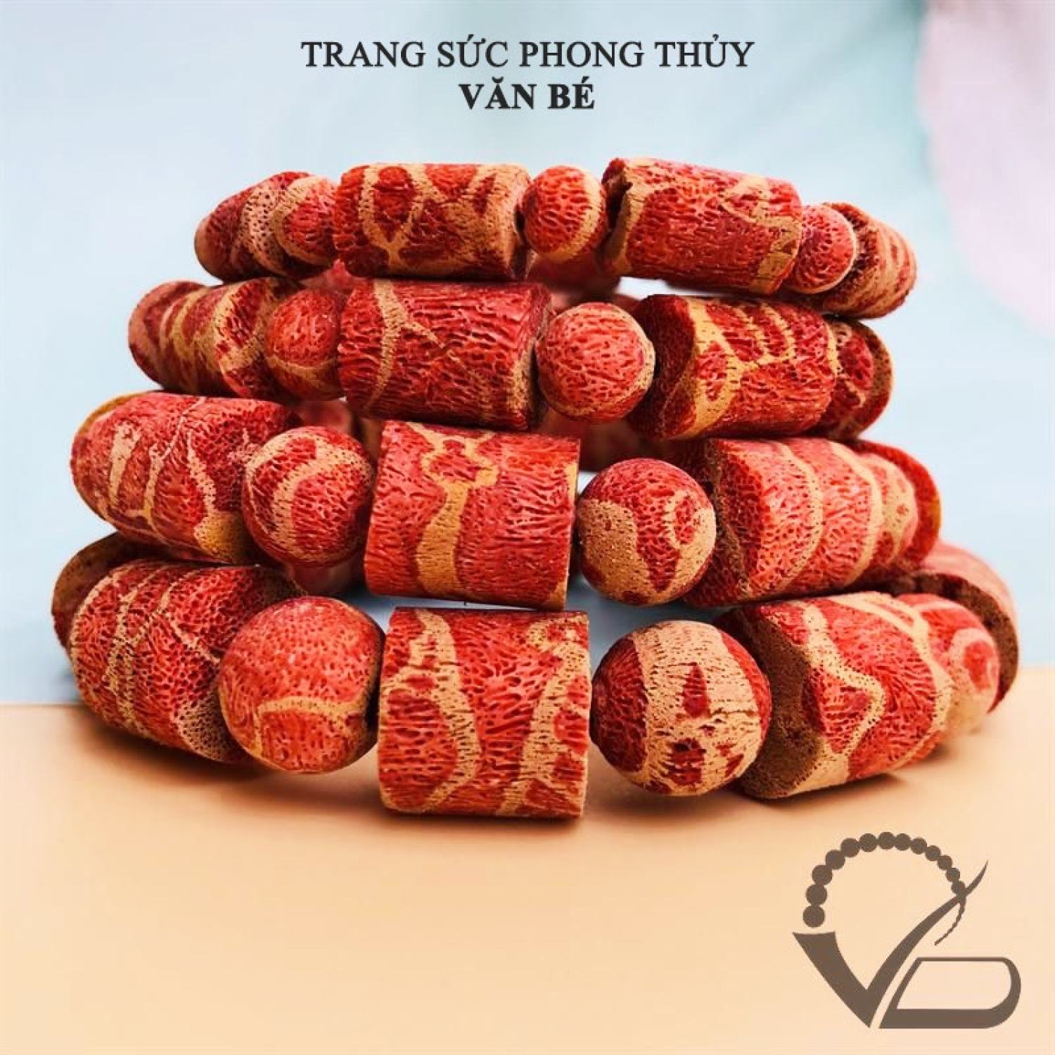 Vòng tay san hô đỏ kiểu đốt trúc để thô mộc - lách tay đá san hô phong thủy nhiều kích cỡ cnc văn bé