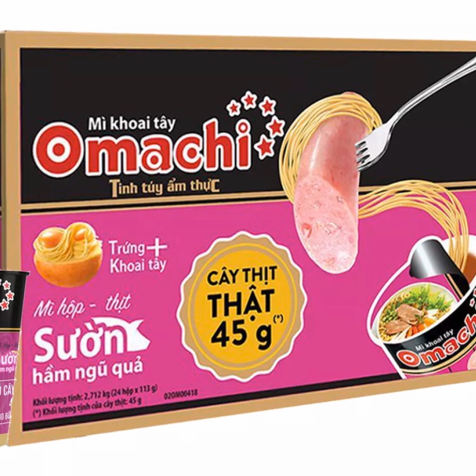 Mì Omachi ly có cây thịt thật 113gam