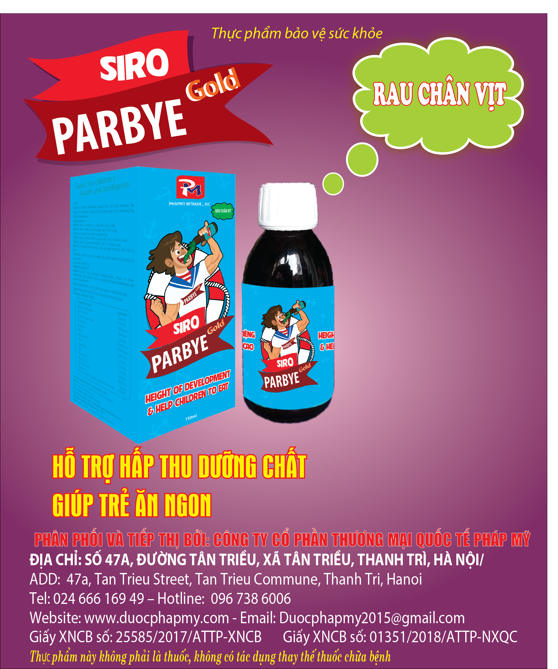 SIRO ĂN NGON:  PARBYE GOLD chai 150ML