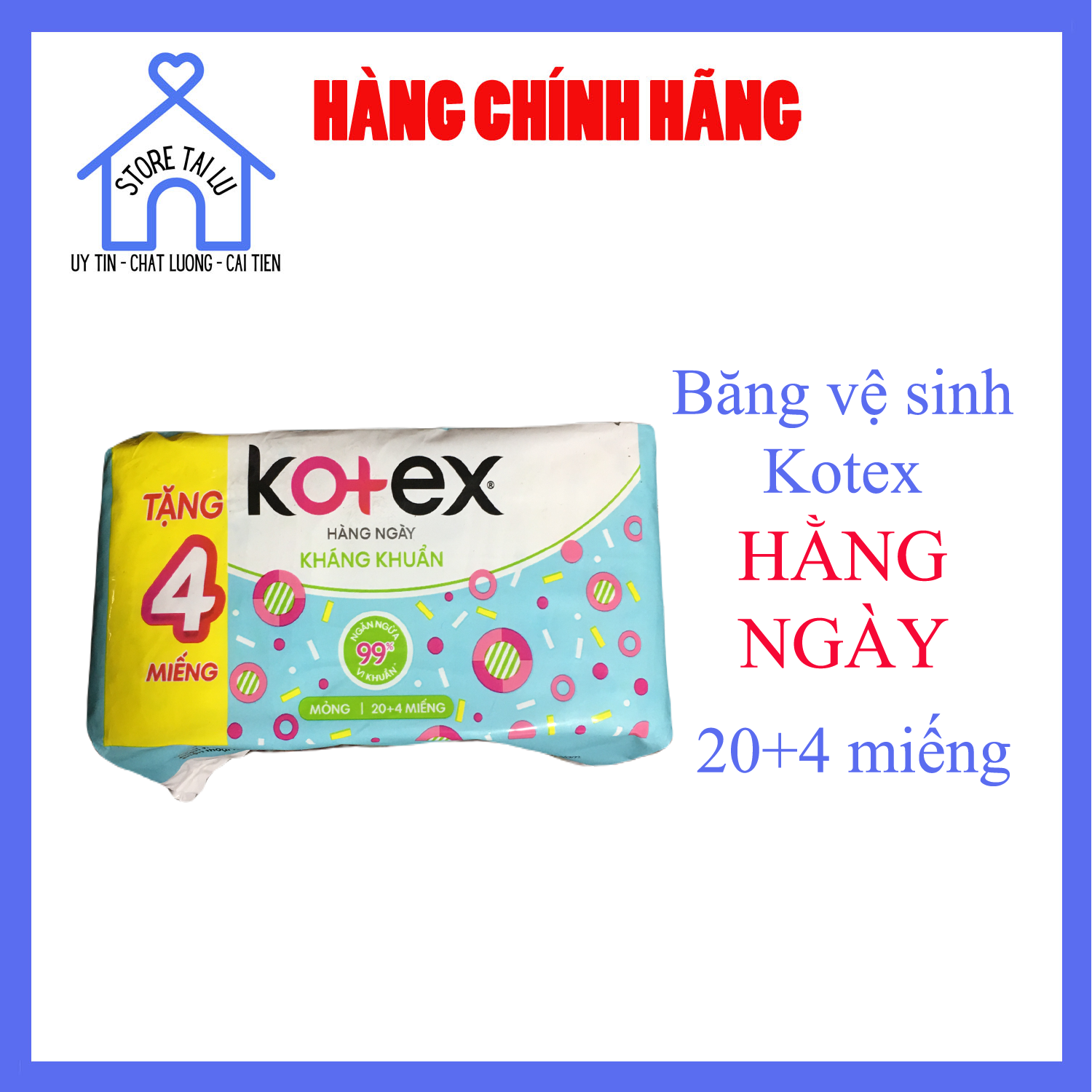 Băng vệ sinh kotex hằng ngày 20+4 miếng combo 4, 8 gói | store tài lư