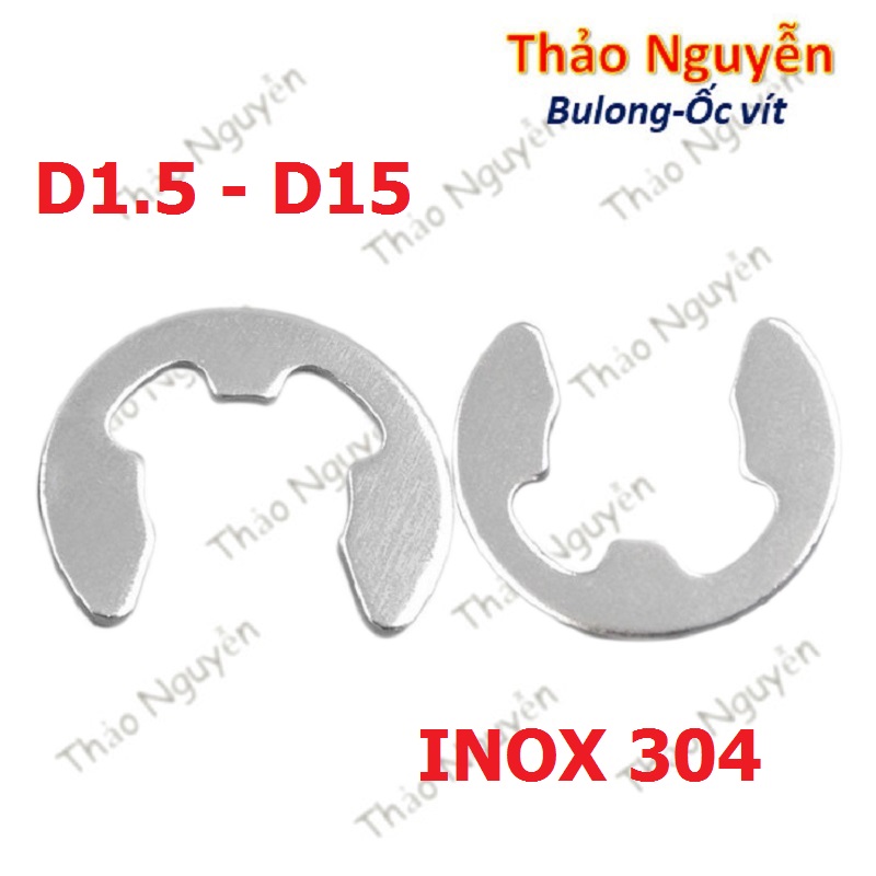 Phanh trục chữ e inox 304, phe gài trục chữ e size d1.2-d15 10cái