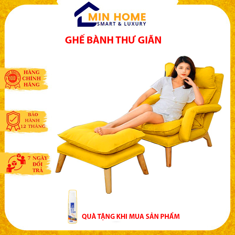 Ghế sofa thư giãn, đọc sách, ghế lười decor phòng có tặng kèm đôn