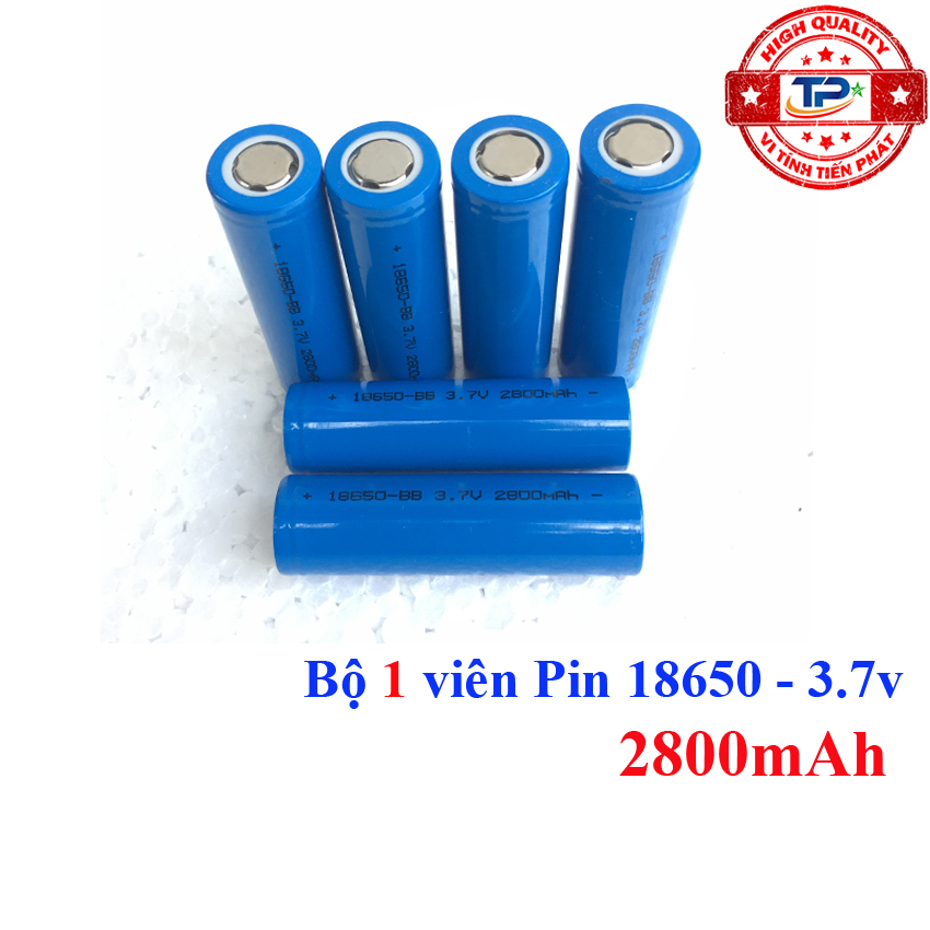 Bộ 1 pin sạc 18650 3.7V 2800mAh dùng cho đèn sạc, quạt sạc, đèn pin, đồ chơi điện tử, loa, sạc dự phòng ... đầu bằng