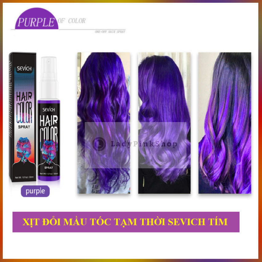 [Có Sẵn] Chai Xịt Đổi Màu Tóc Tạm Thời Màu Tím Sevich 30ml/Hộp Huyền Bí, Quyến Rũ