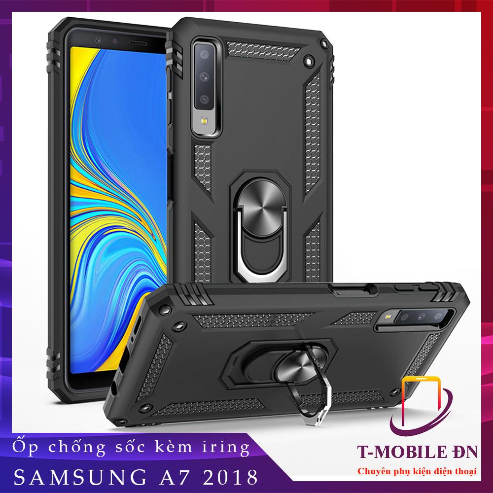 Ốp lưng Samsung A7 2018 chống sốc 2 lớp kèm nhẫn iring làm giá đỡ bảo vệ máy toàn diện chuẩn châu âu