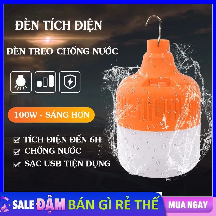 Bóng Đèn Tích Điện 100w và 150w siêu sáng - Đèn Sạc Tích Điện Có Móc Treo 3 Chế Độ Đèn Tiện Lợi , Có Thể Sạc Pin , Chất Liệu Nhựa Độ Bền Cao , Tuổi Thọ Sử Dụng Dài