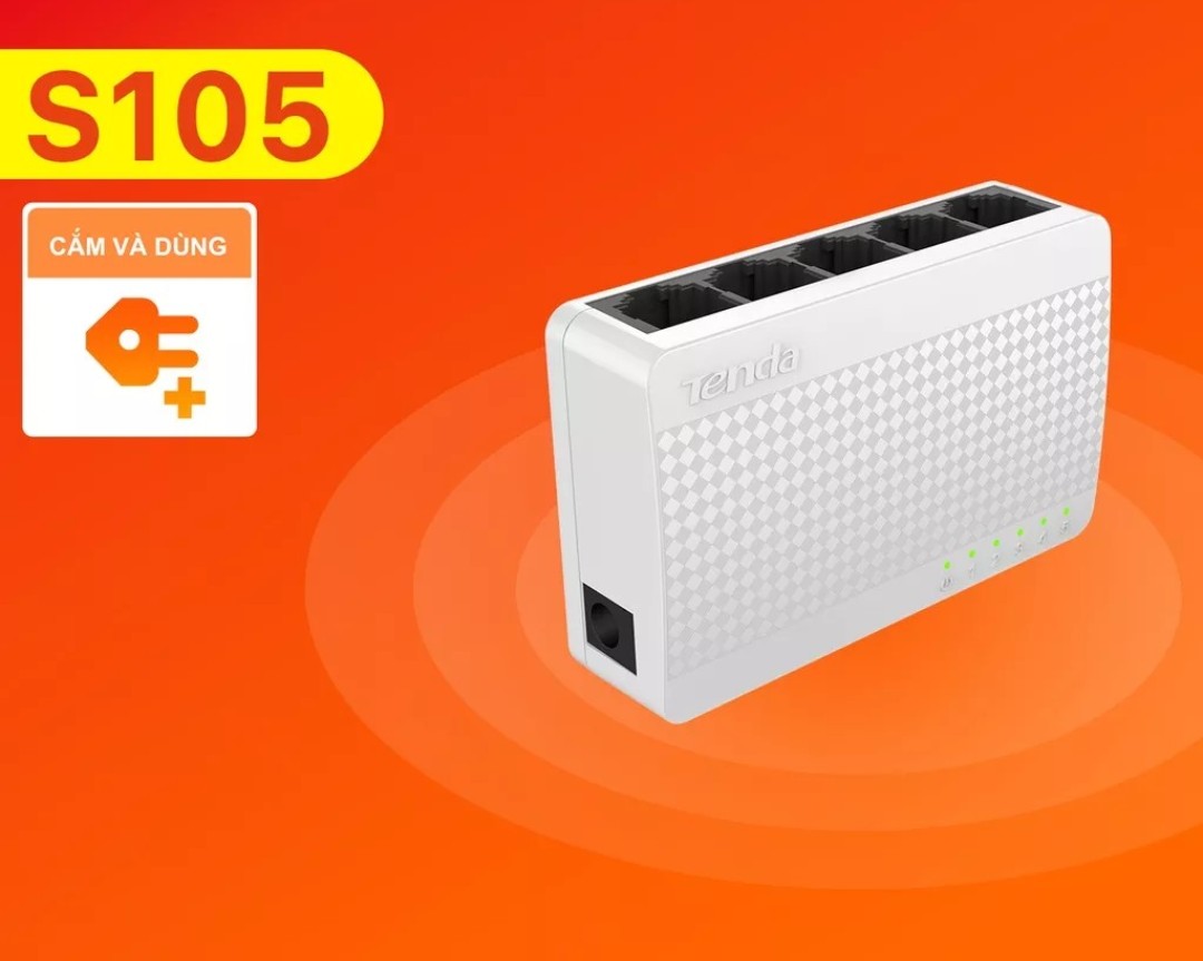 Bộ chia mạng Switch S105 5 cổng Ethernet Tenda - Hãng Chính Hãng, Bảo hành 3 năm