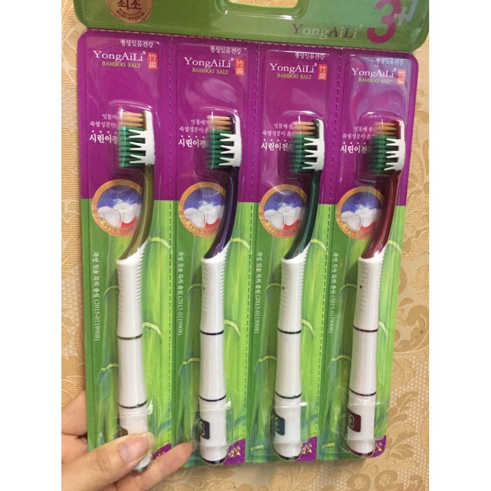 Vỉ 4 bàn chải đánh răng YoungAli Hàn Quốc 3 in 1
