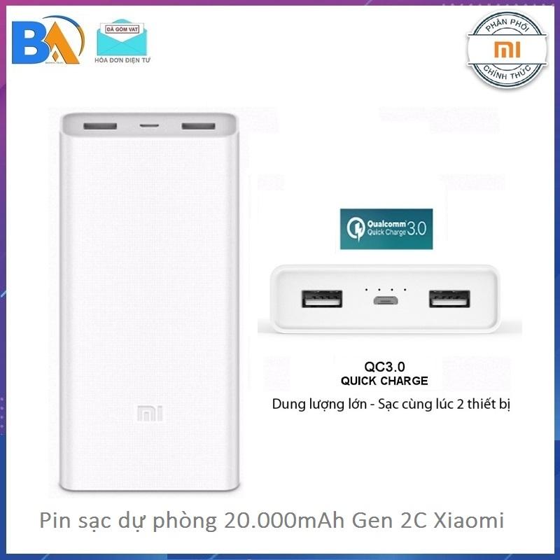 Pin sạc dự phòng xiaomi 20.000 mah mi 2c - 2 cổng sạc, sạc nhanh 5.1v/3.6a qc3.0 -bảo hành 12 tháng