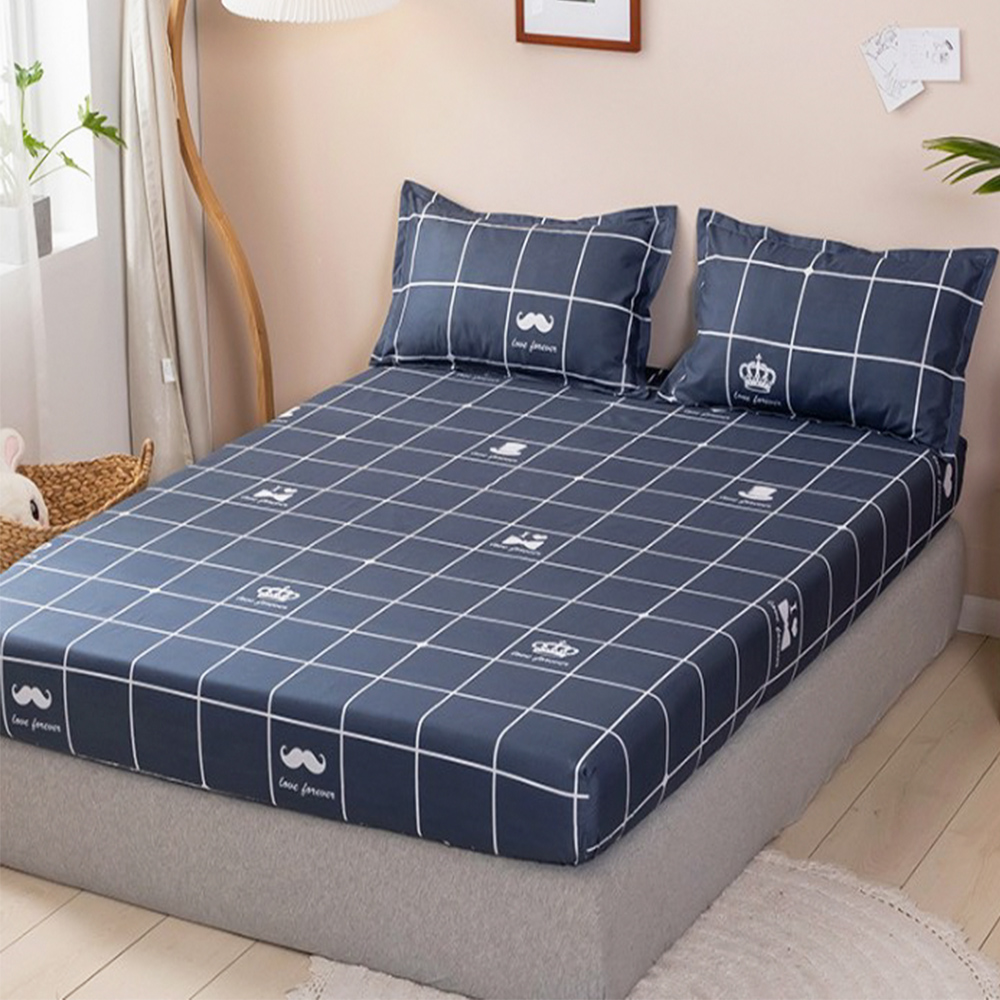 [ Giá Xưởng ] Sét 3 Món Ga Gối, Ga Trải Giường Kèm 2 Vỏ Gối 45x65cm, Sét Ga Gối Nhiều Kích Thước Chất Cotton Poly Mẫu KẺ RÂU GHI (được chọn mẫu)