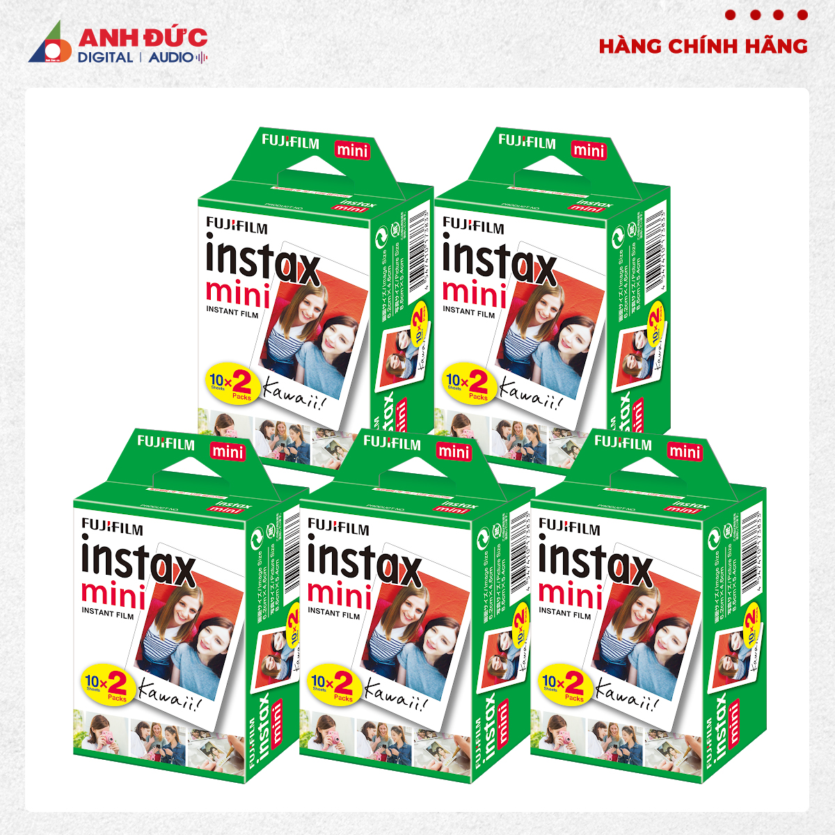 Combo 5 hộp Film chụp hình lấy ngay Fujifilm Instax Mini 10X2/PK (100 tờ)