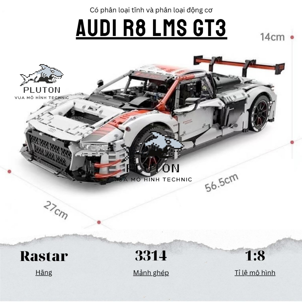 Mô hình lắp ráp siêu xe technic Audi R8 LMS GT3 tỉ lệ 1:8 3314 chi tiết mảnh ghép