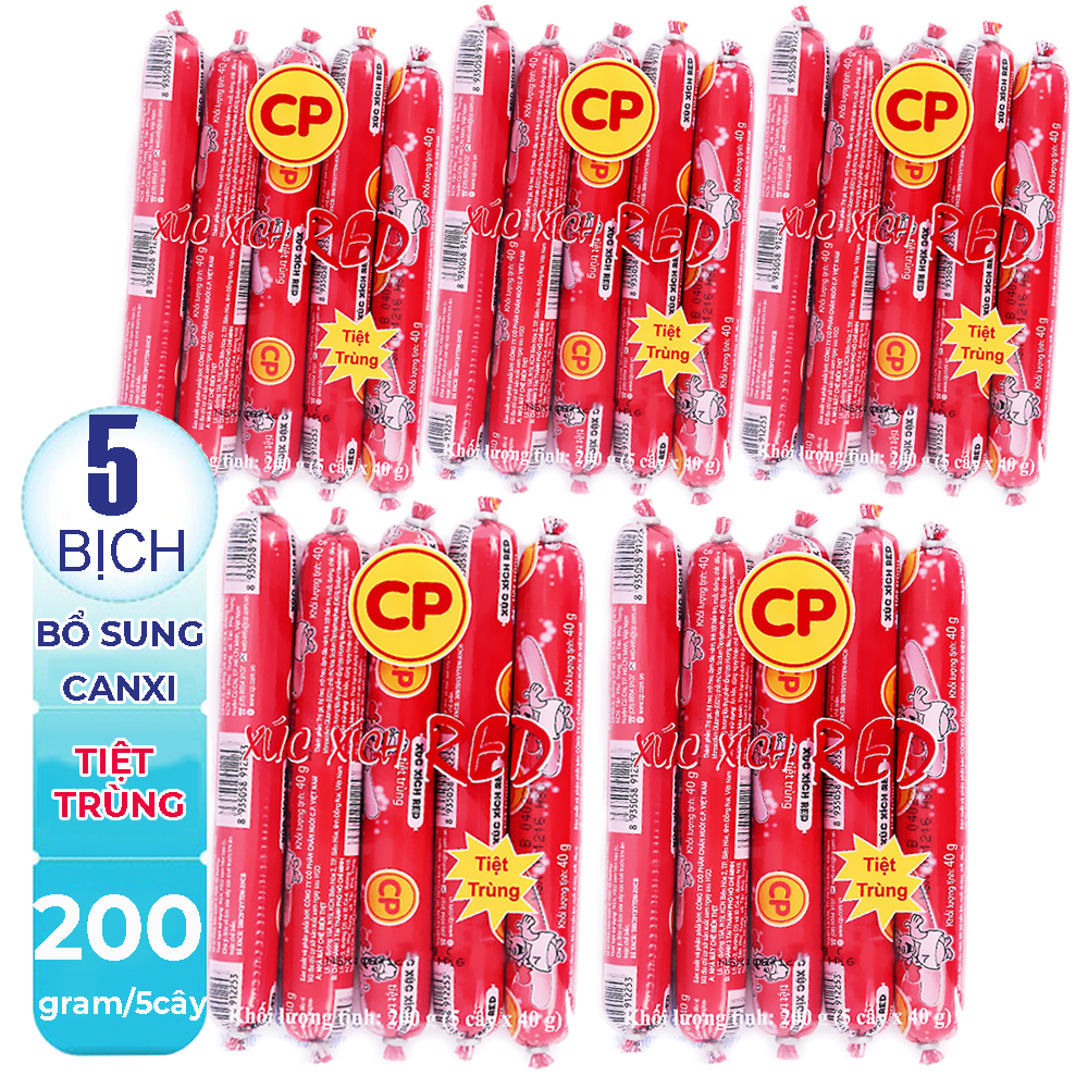 1 Thùng 20 Gói Xúc Xích Tiệt Trùng Red CP Gói 5 Cây x 40g