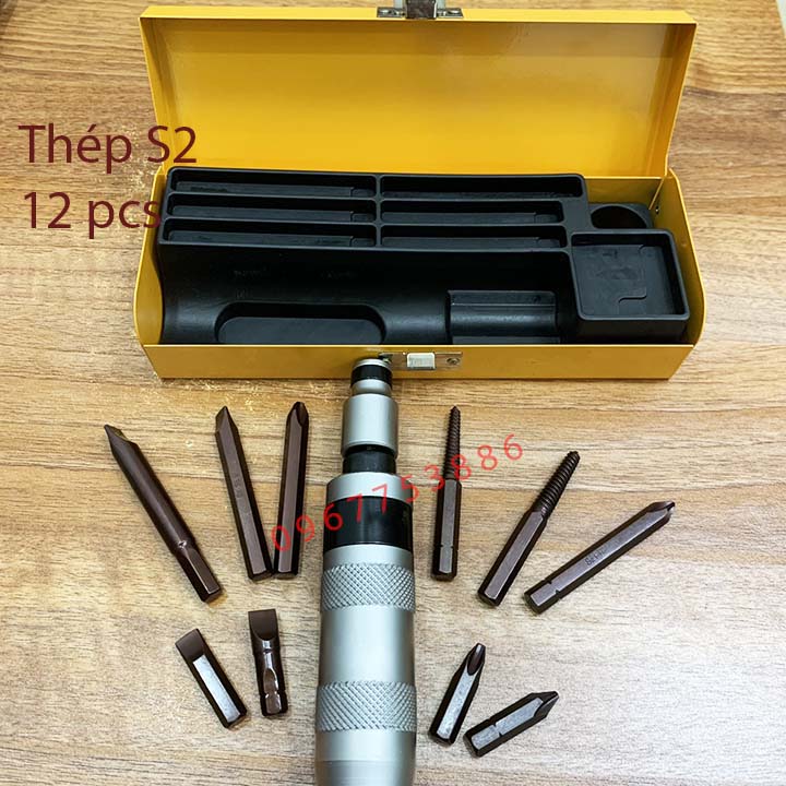 Bộ tô vít đóng thép s2 12 chi tiết