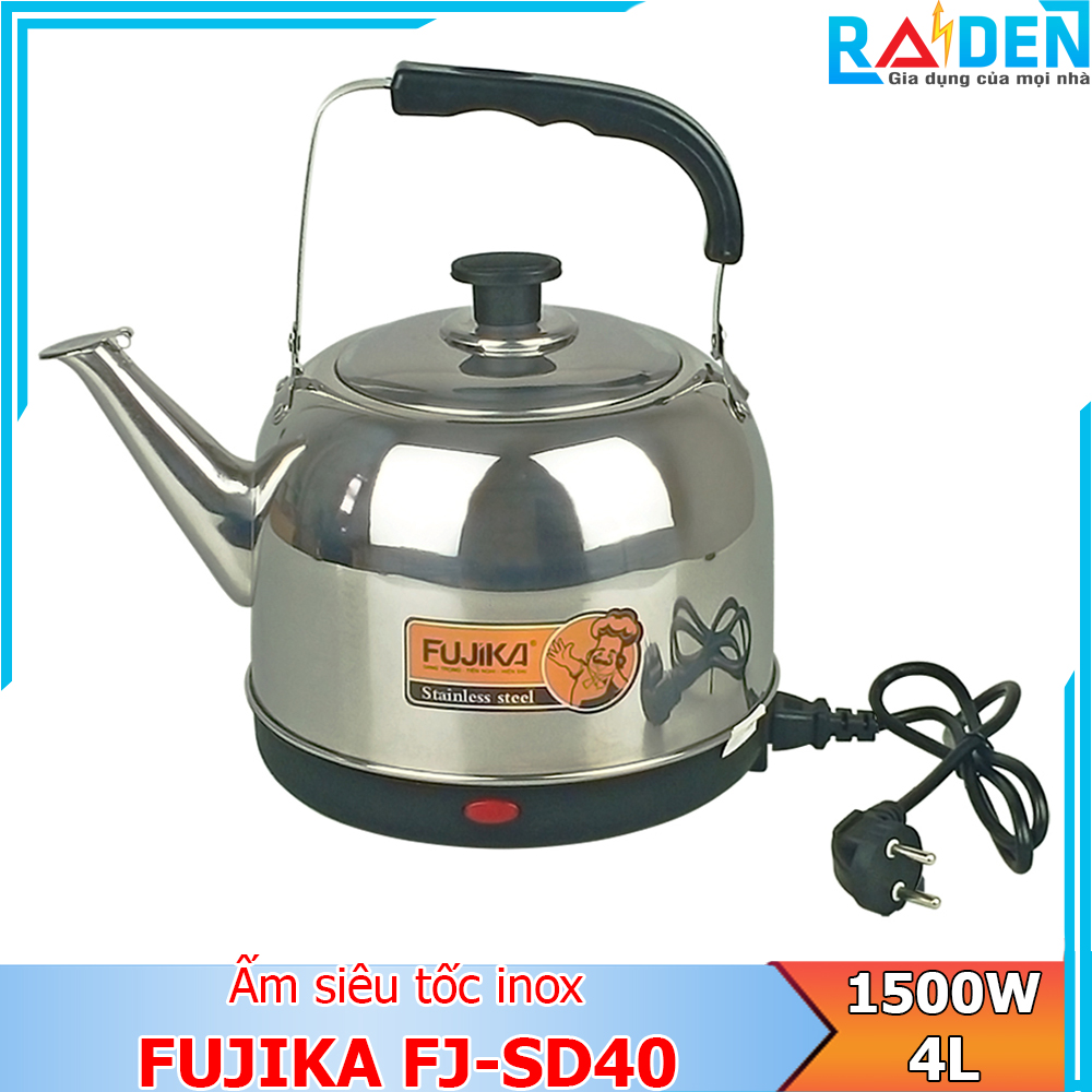Ấm siêu tốc inox 4l/5l fujika fj-sd40/ fj-sd50 thân ấm inox không hoen rỉ-hàng chính hãng