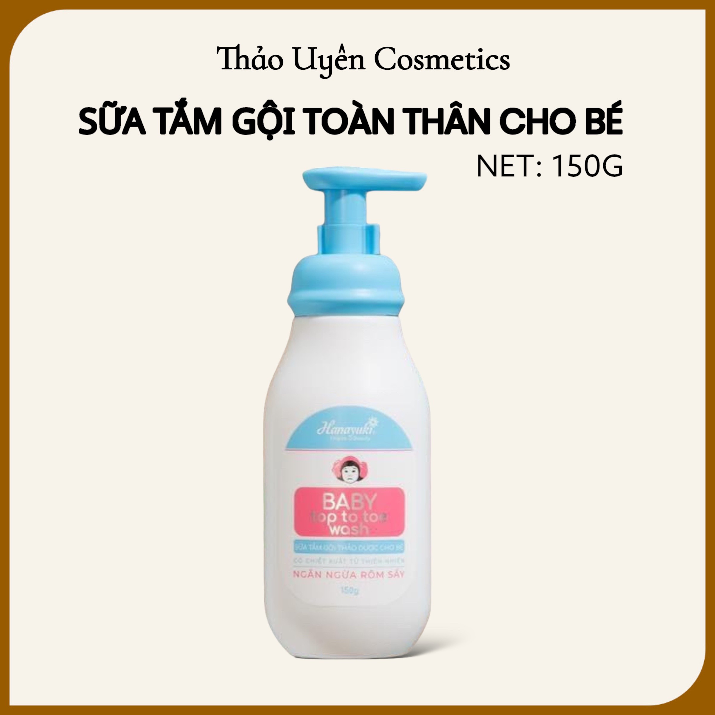Sữa Tắm Gội Thảo Dược Cho Bé Hanayuki Baby Top To Toe Wash 150g