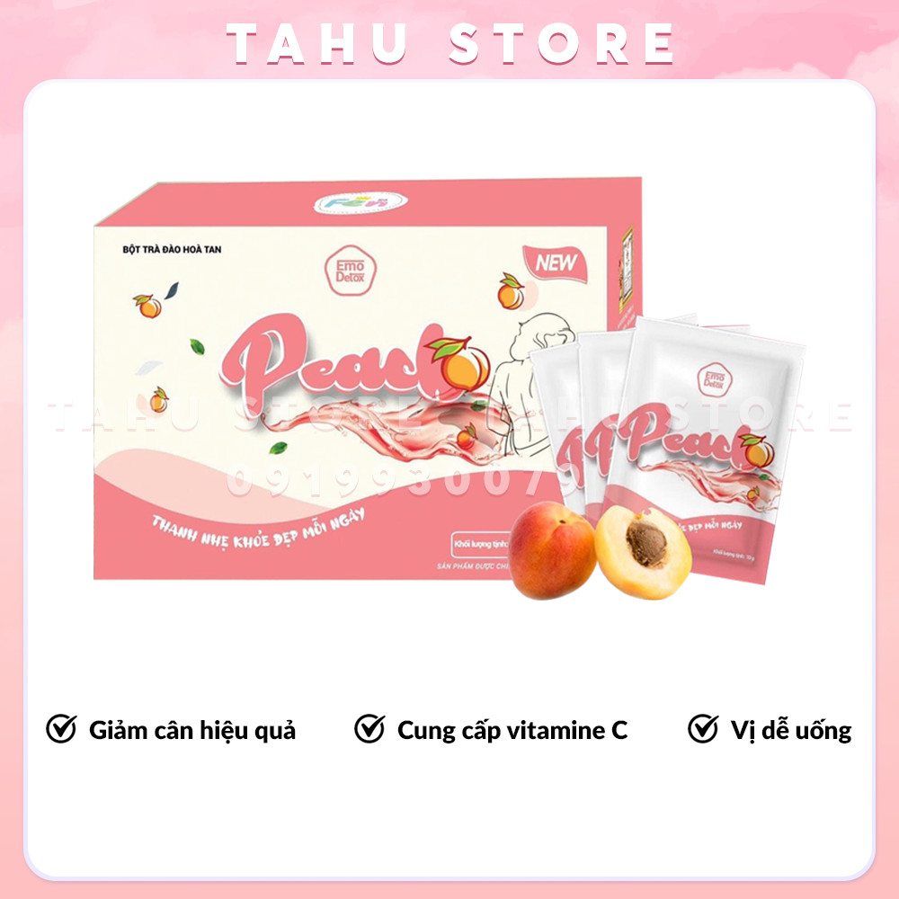 Bột hòa tan giảm cân vị Đào Emo Detox thơm ngon - TAHU