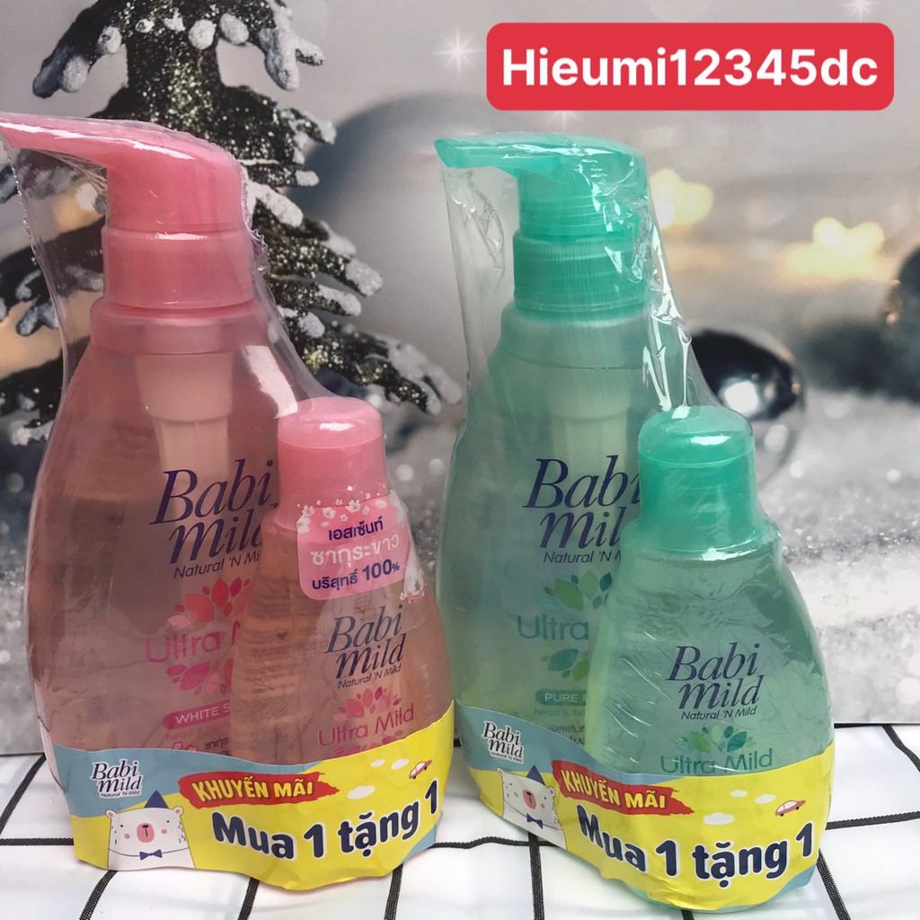Sữa tắm gội toàn thân babi mild 380ml + tặng kèm chai sữa tắm gội 125ml