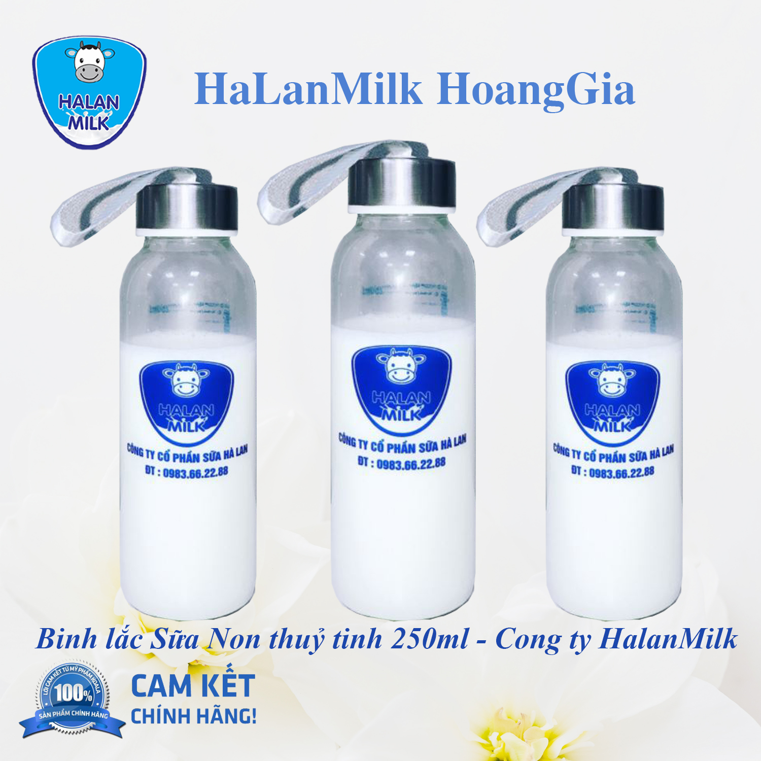 Bình lắc sữa non thuỷ tinh 250ml - Công ty Halan Milk