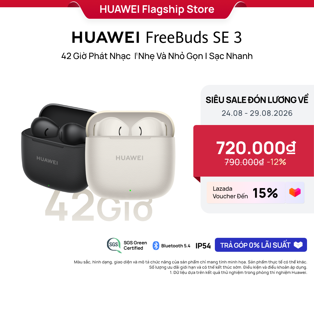 Tai Nghe Bluetooth HUAWEI FreeBuds SE 3 | 42 Giờ Phát Nhạc | Nhẹ Và Nhỏ Gọn | Sạc Nhanh