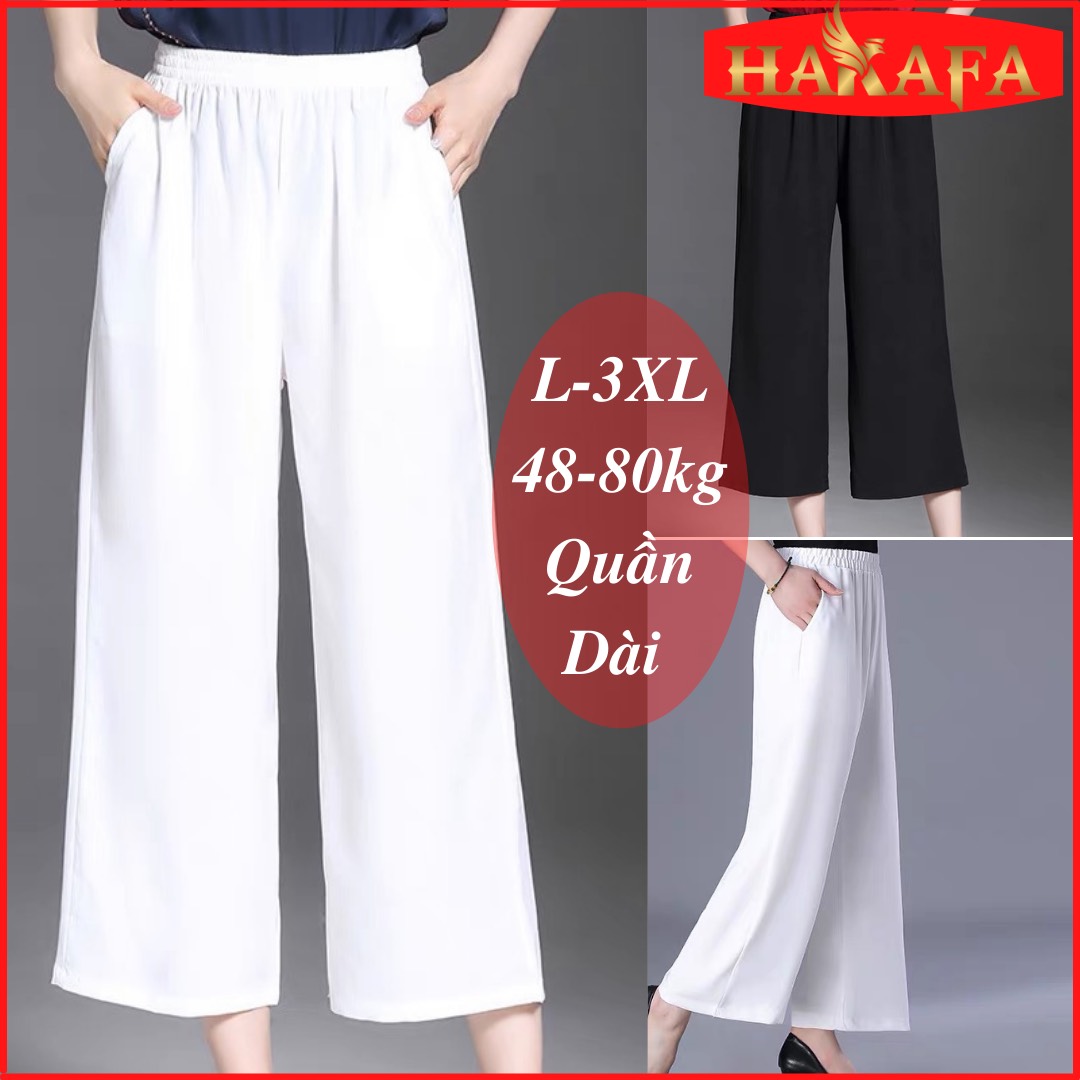 Quần trung niên q007, mẫu quần dài nữ ống rộng chất lụa hàn mát mẻ cao cấp, thời trang trung niên