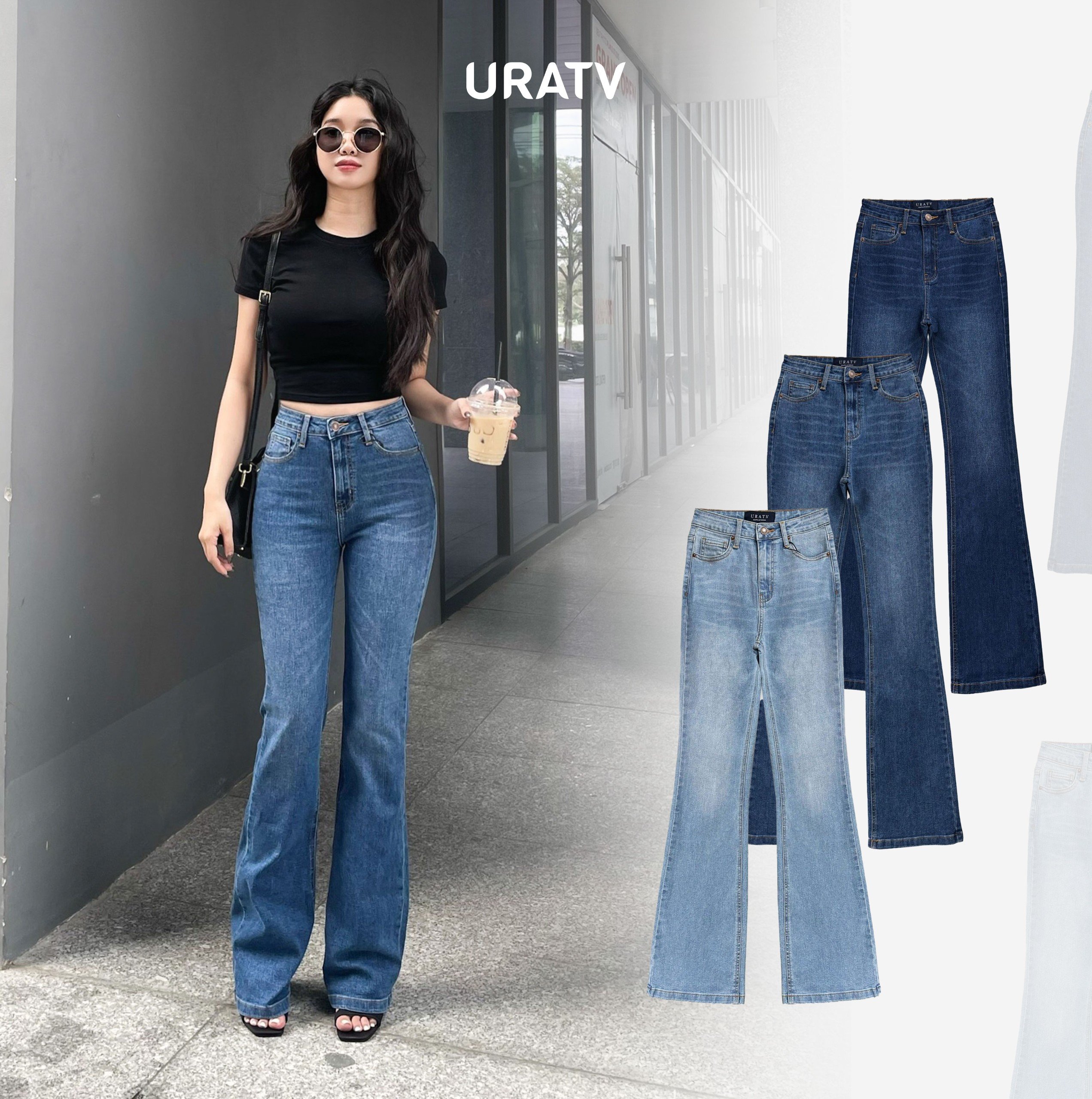 Quần jeans ống loe dáng dài v2 uratv