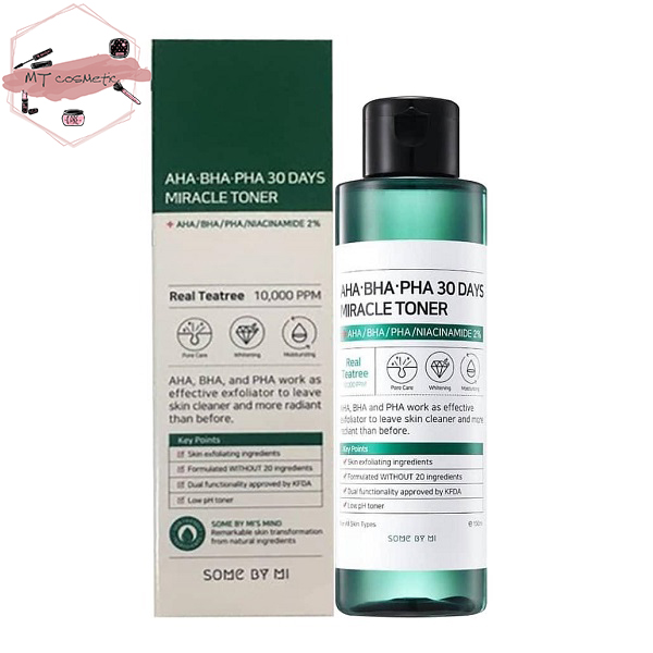 [HCM]Nước Hoa Hồng SOME BY MI Cho Da Mụn 150ml Miracle Toner AHA- BHA-PHA 30 Days Giữ ẩm và giảm thâm mụn cực kì hiệu quả