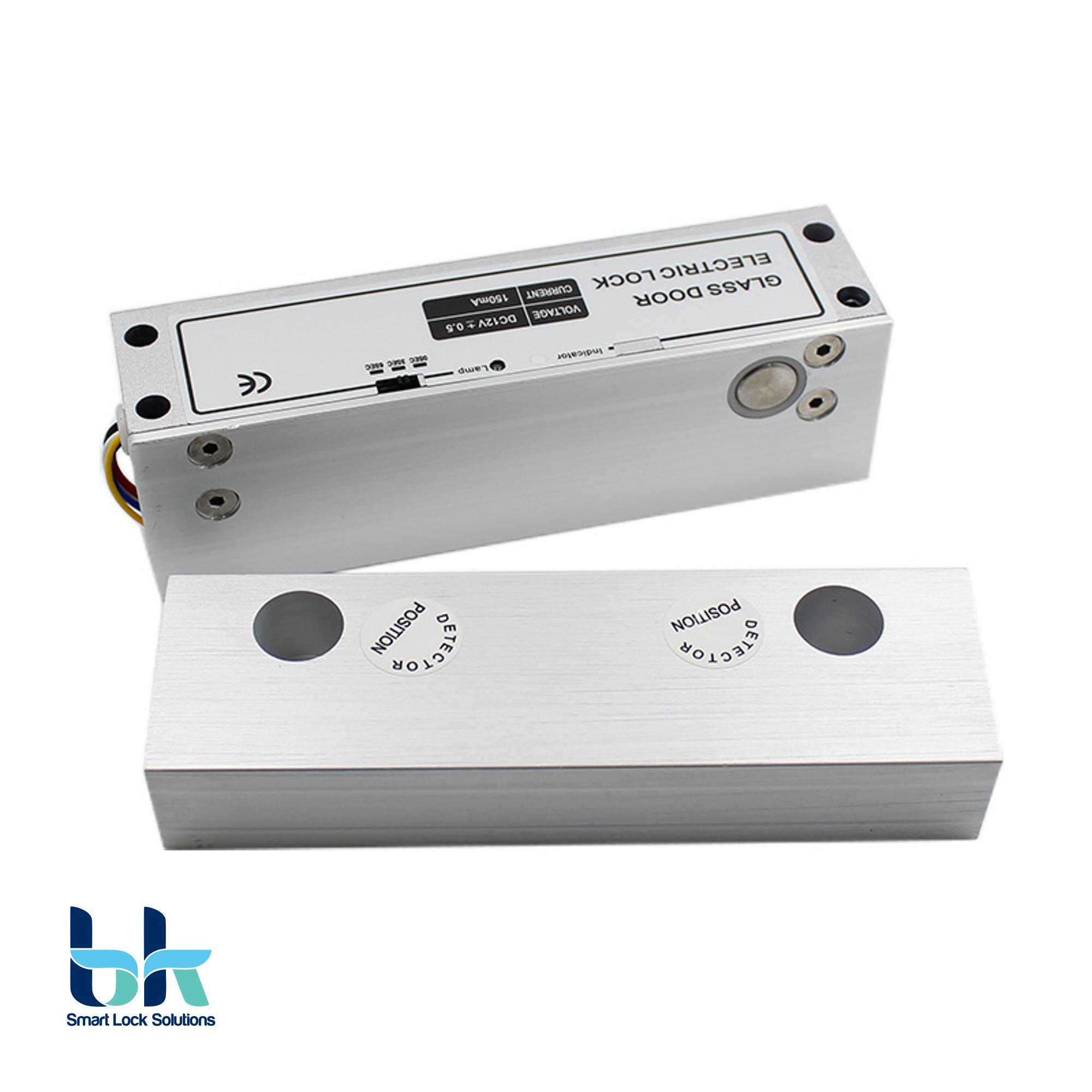 Khóa chốt rơi - Chốt khóa cửa điện từ gắn cửa kính BK Smart Lock BK-L04B12 thường mở, 12V độ trễ 0s 3s 6s