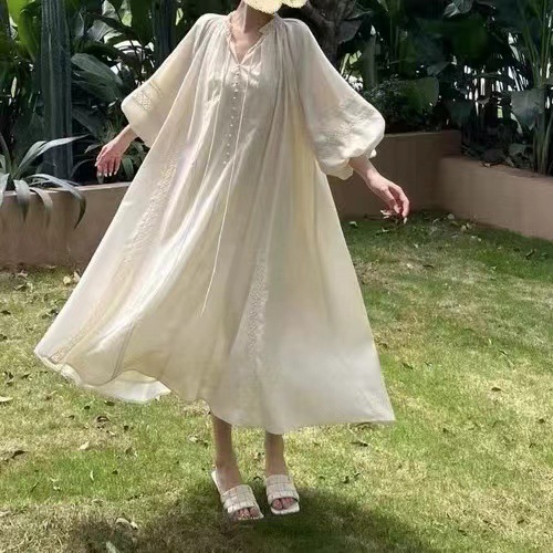 Hàng Sẵn Aconi Sakura Mùa Hè   Váy Liền Cổ Điển Kiểu Pháp Váy Dài Ren Mùa Hè   Váy