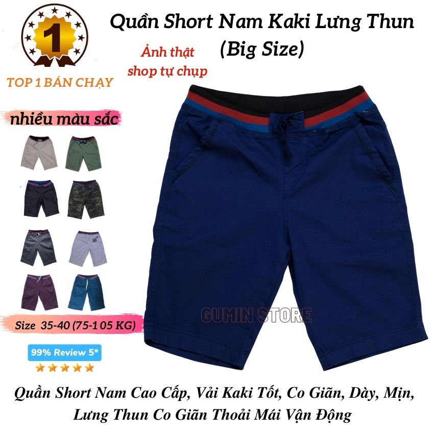 Quần short nam kaki lưng thun big size ❤️freeship❤️ quần short kaki nam chất co giãn