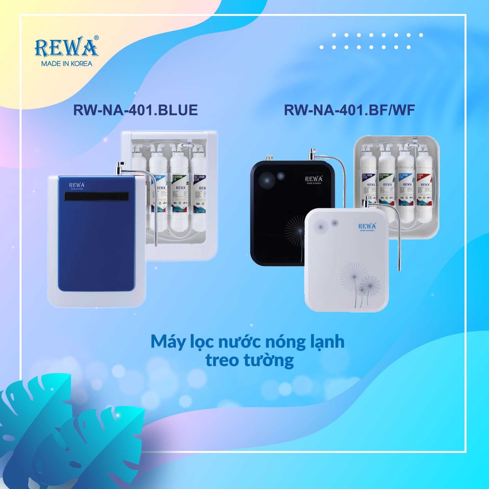 Máy lọc nước treo tường rewa rw-vf- 401.ak.wf/bf