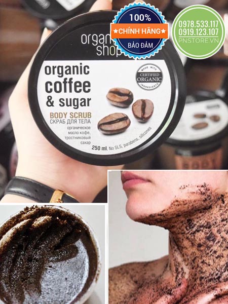[HCM]Kem tẩy da chết toàn thân Organic Shop chiết xuất Cafe