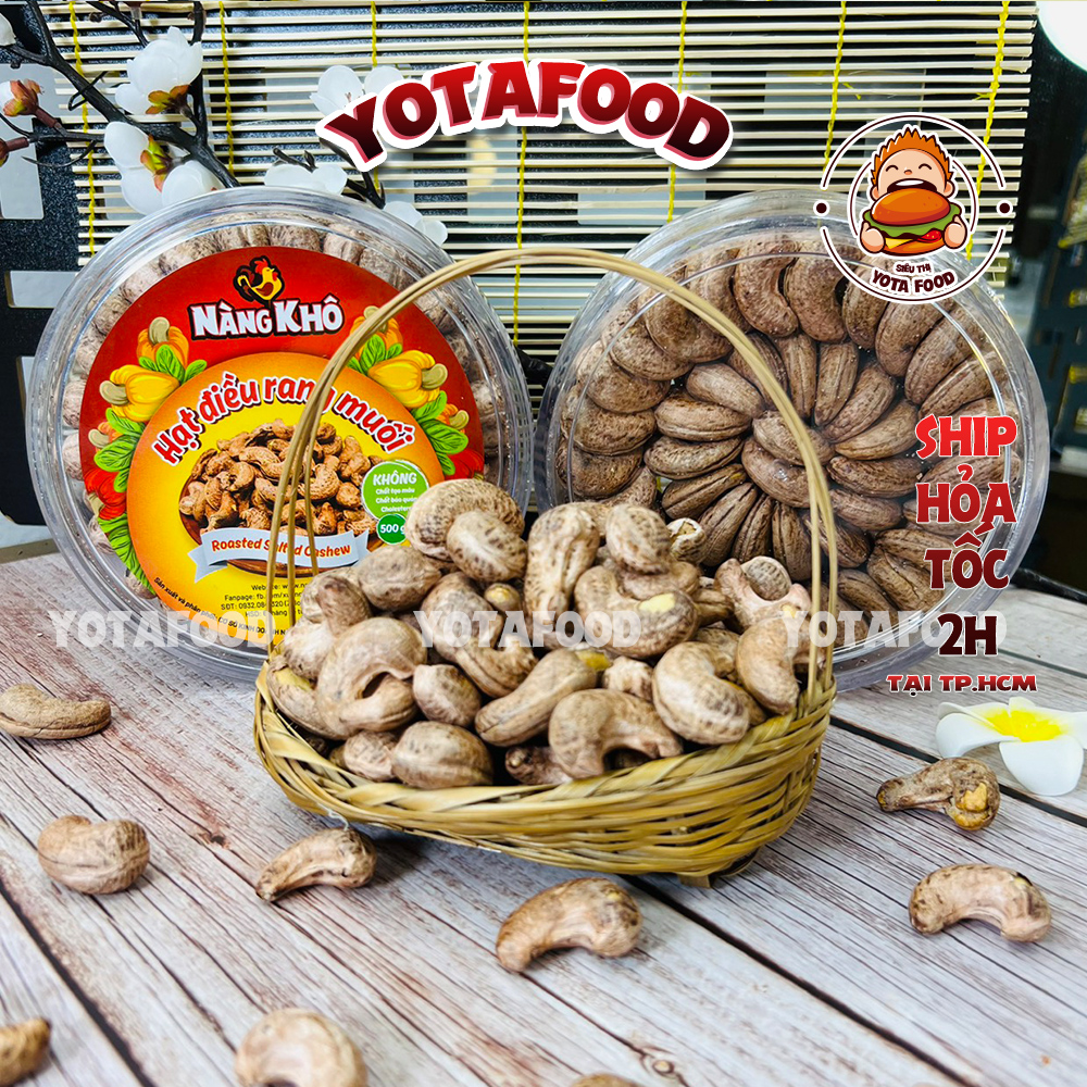 1Kg Hạt điều rang muối a cồ xuất khẩu cao cấp xếp hộp (~380 hạt/kg , Giòn ngon) tốt cho người ăn kiêng từ Yotafood