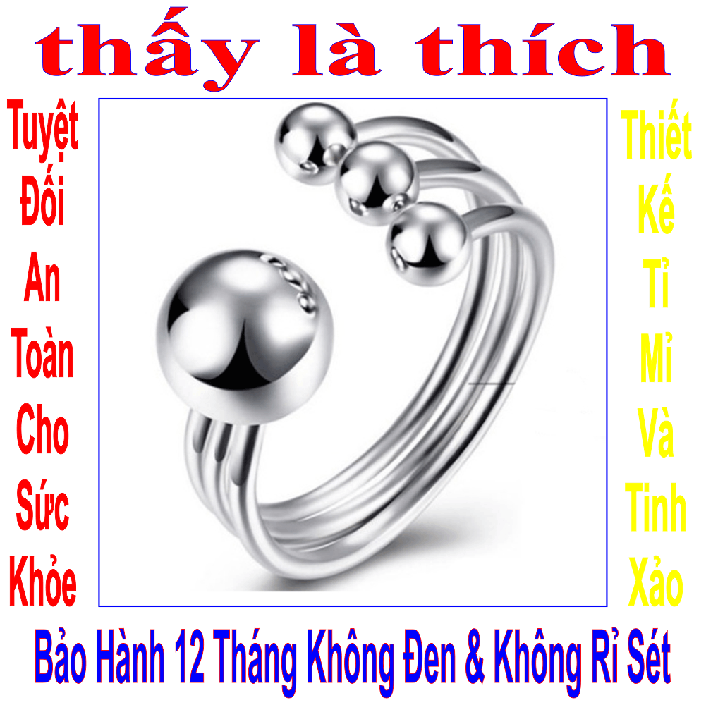 Nhẫn nữ inox Đẹp thấy là thích kiểu 4 bi đáng yêu ( Tự thu lớn nhỏ theo ngón tay )  - Cam kết 1 đổi 1 nếu hoen , gỉ sét