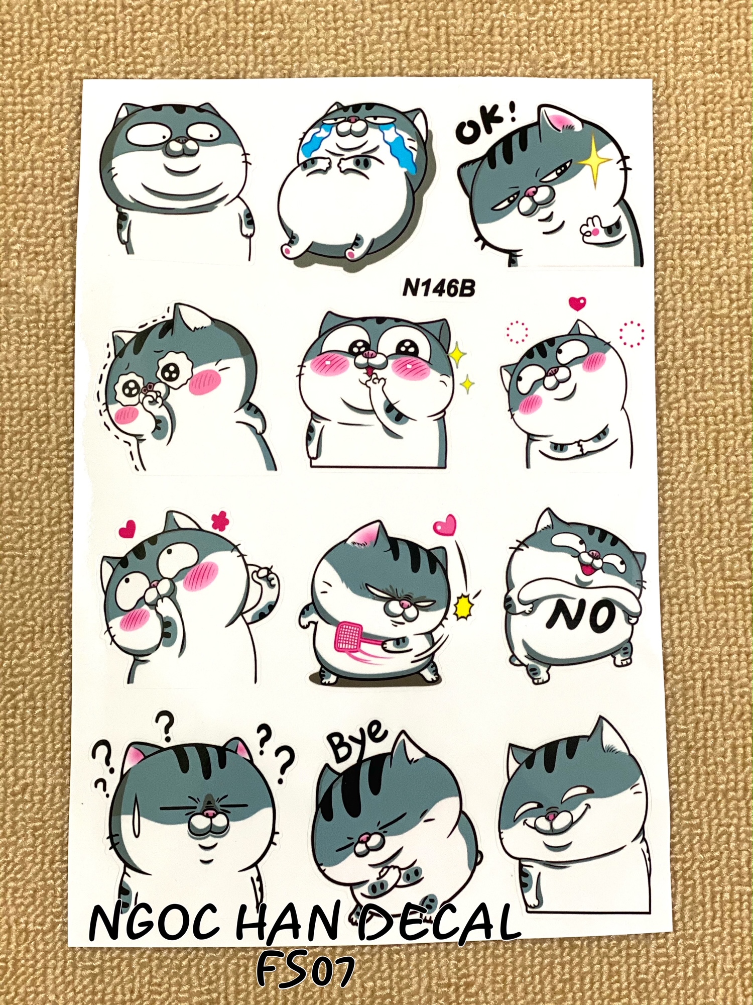 [HCM]Siêu rẻ nguyên bộ tem Icon mèo vui nhộn màu xám trắng trang trí xe máy -- NGỌC HÂN DECAL