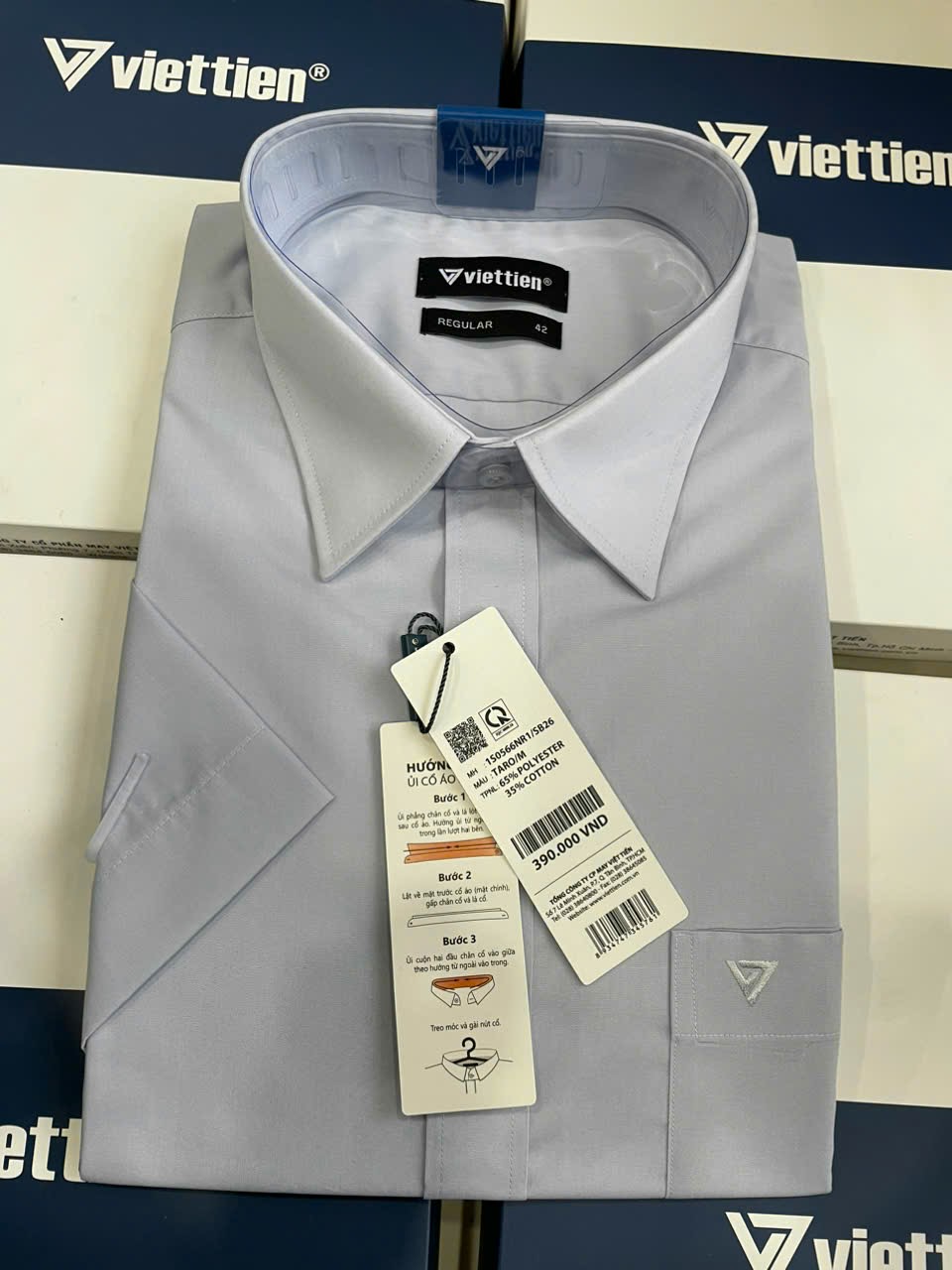 Áo sơ mi nam màu tay ngắn Việt Tiến (1S0566)