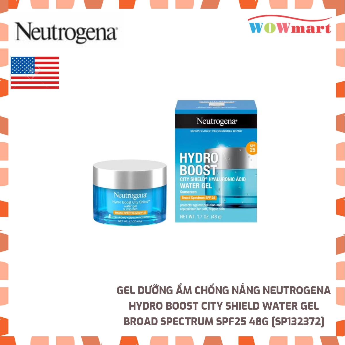 Gel dưỡng ẩm chống nắng Neutrogena Hydro Boost City Shield Water Gel Broad Spectrum SPF25 48g -