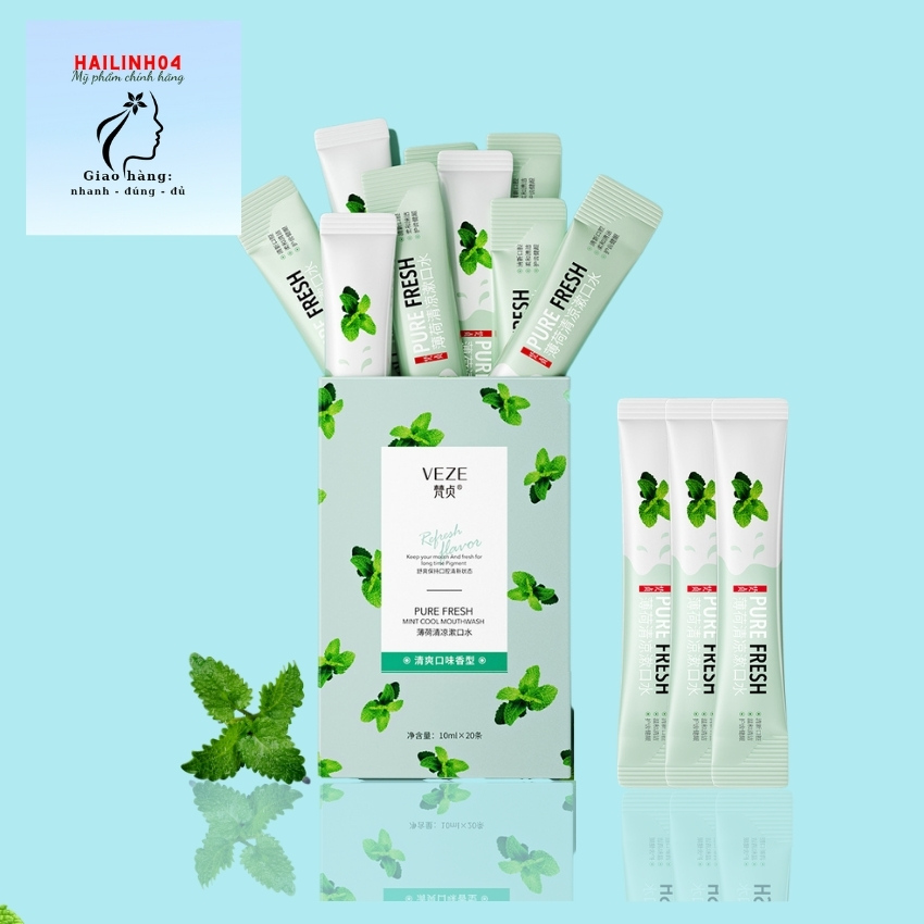 Nước súc miệng dạng gói 20 gói Veze nước súc miệng hương trái cây HAILINH04 Bi191