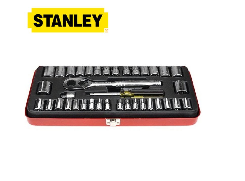 Bộ khẩu hệ 1/4 & 3/8 6 cạnh + 12 cạnh 37 chi tiết stanley 89-518