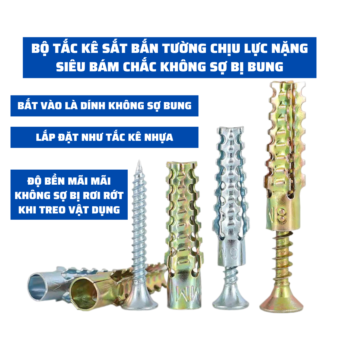 COMBO 20 Tắc Kê Sắt Không Kèm Vít Chịu Lực Cực Tốt Không Sợ Bung Và Rơi Rớt Mọi Vật Dụng Treo Tường Khi Lắp Đặt K243