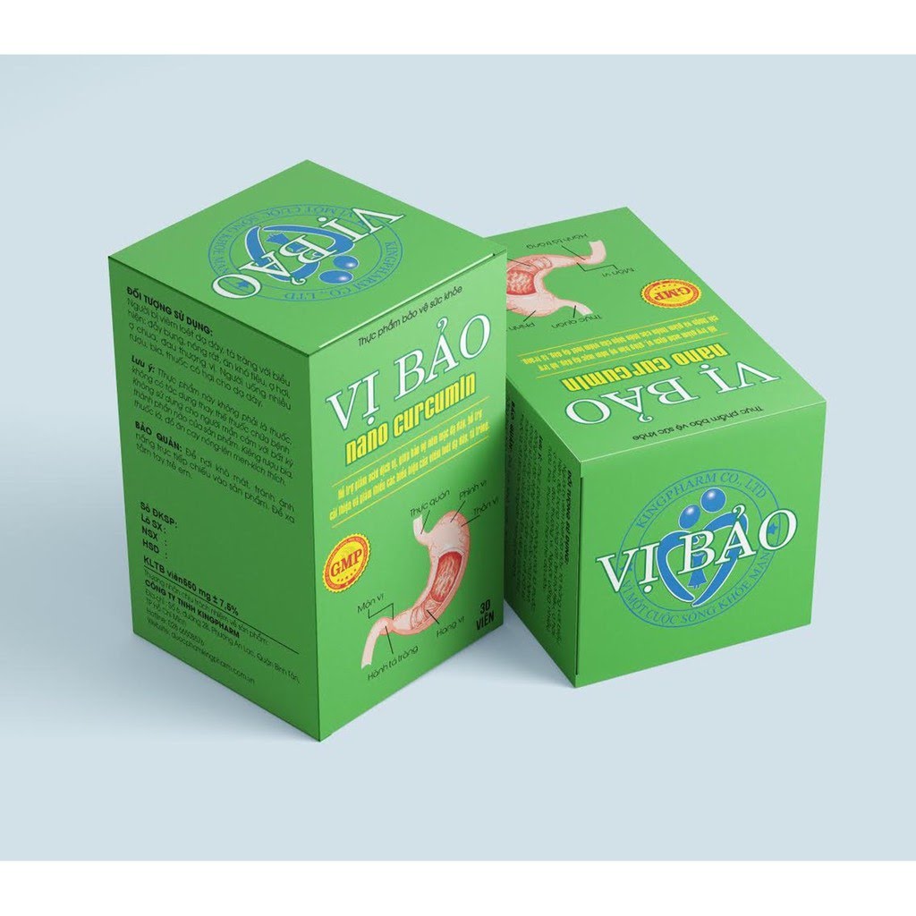 [HCM]VỊ BẢO NANO CURCUMIN - Hỗ trợ viêm loét dạ dày viêm tá tràng cấp và mãn tính viêm dạ dày do virus HP - Lọ 30 viên.