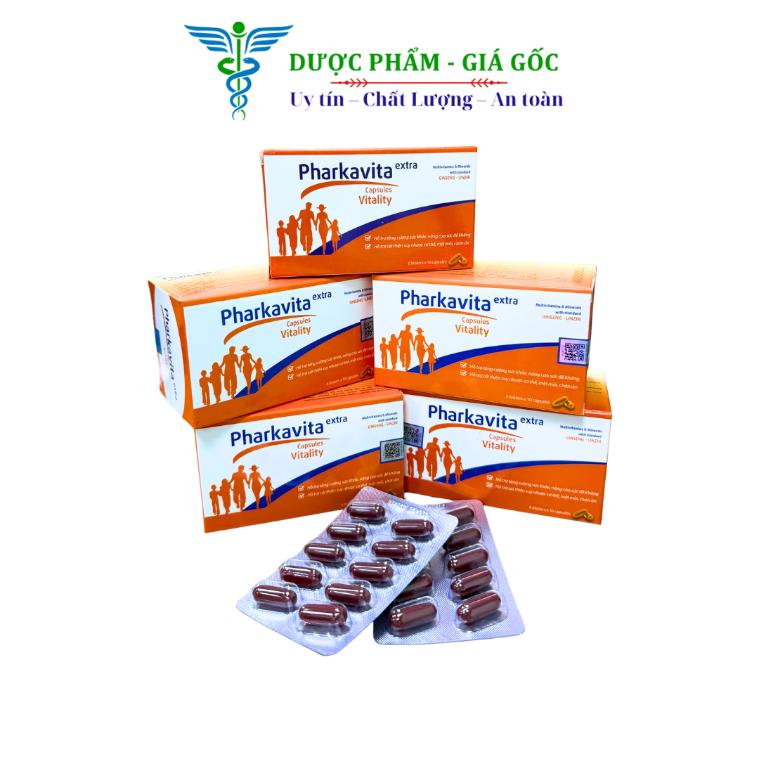 Viên uống Pharkavita Extra Hỗ trợ cải thiện suy nhược cơ thể, mệt mỏi, chán ăn - Hộp 60 viên