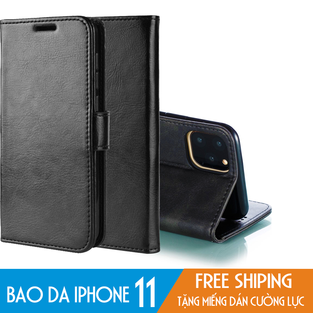 Bao da nắp gấp cho iPhone 11, 11Pro, 11Pro Max đa năng - Tặng miến kính cường lực
