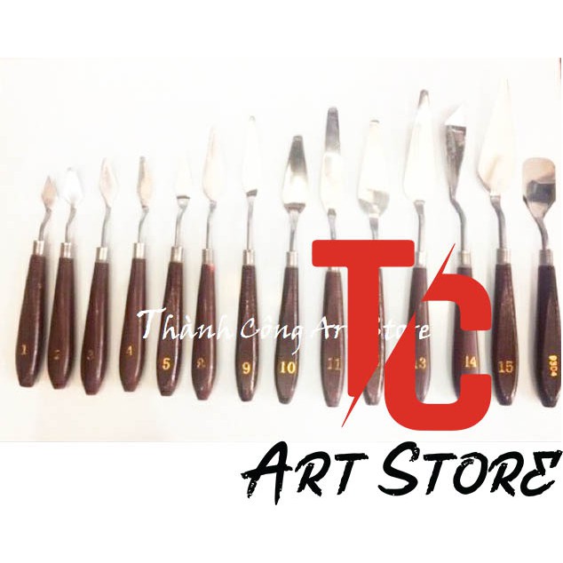 Bay nâu nhích màu, dụng cụ lấy màu, bay vẽ cán nâu - đủ số - tc art