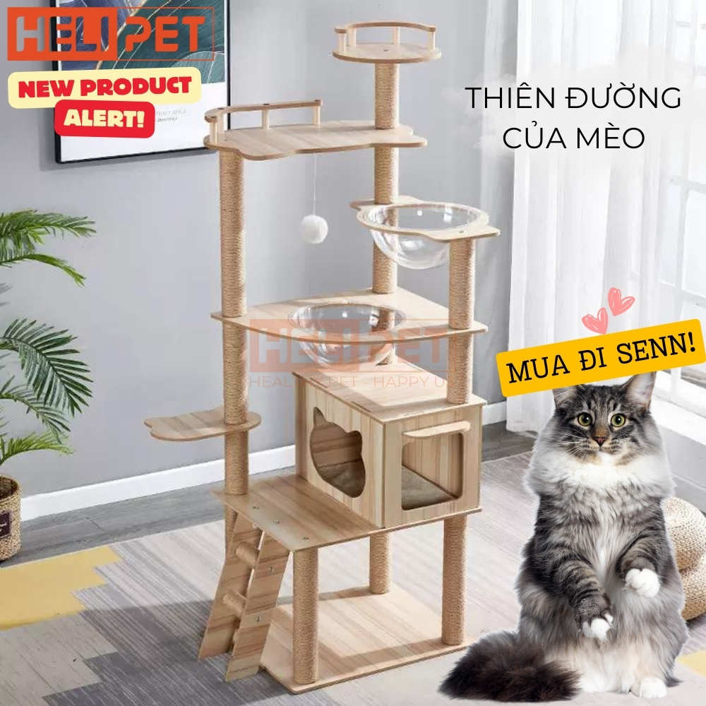 [Tổng Hợp] Cattree cho mèo, Nhà cây cho mèo leo trèo cào móng HELIPET - Đa dạng thiết kế - Chất liệu bền bỉ