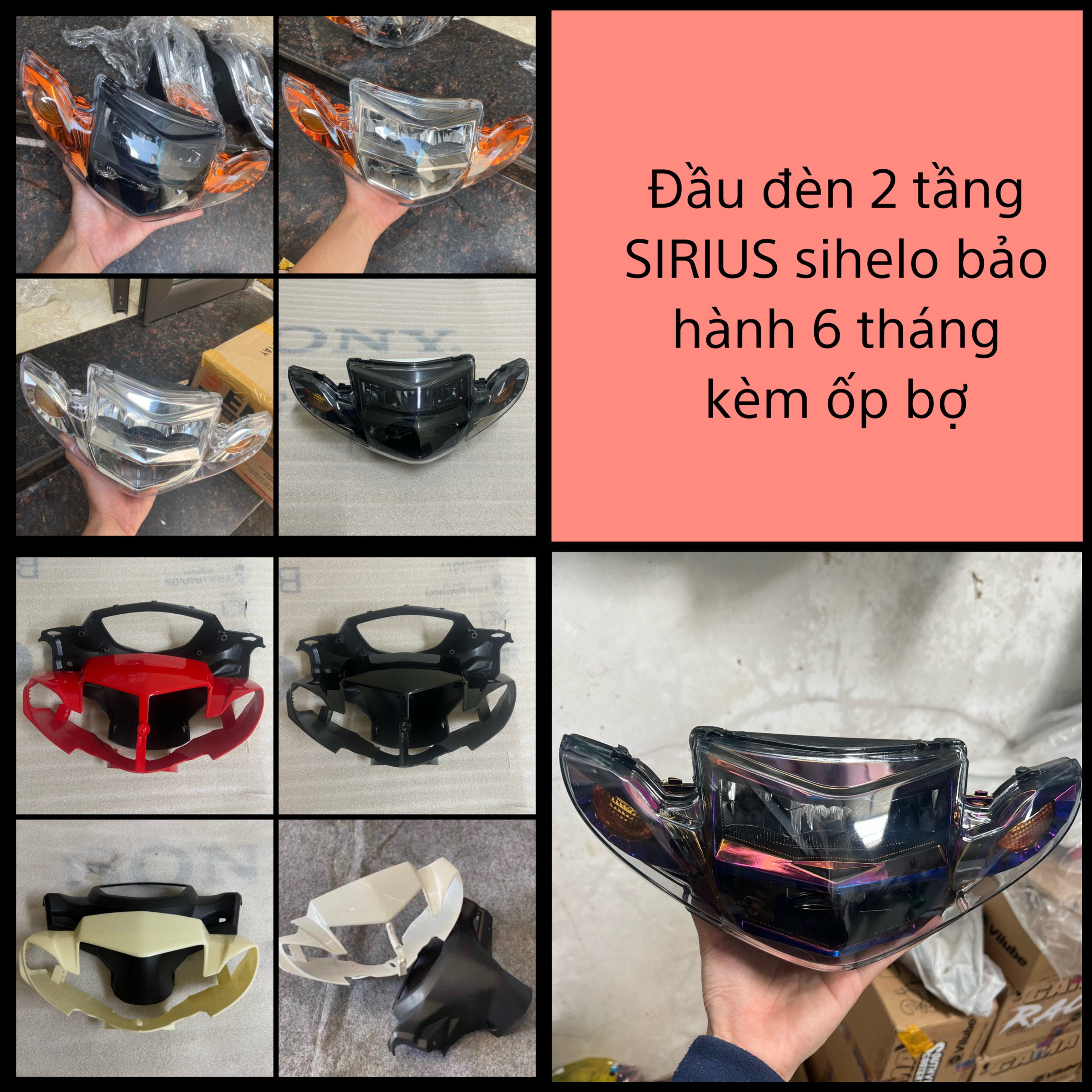 Chóa đầu đèn zinpat led 2 tầng sirius kèm ốp sihelo si hello, đen pha 2 tầng sirus