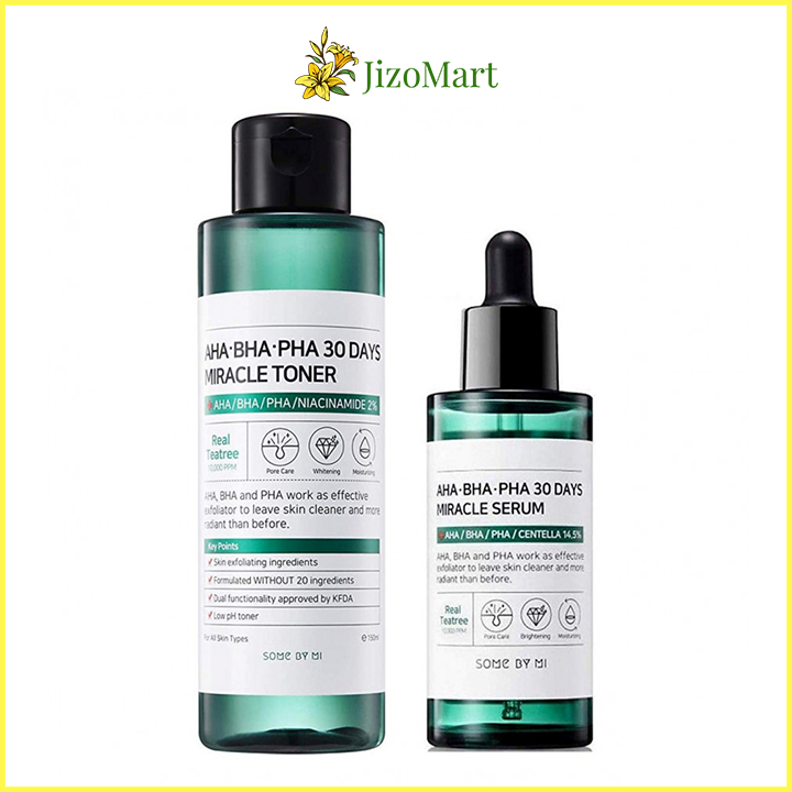 Combo Some By Mi Giảm Mụn AHA- BHA-PHA 30 Days Miracle (Toner+ Serum) - some by mi chính hãng